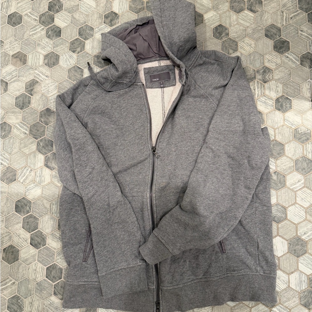 Vince Men's Charcoal Zip-Up Sweater